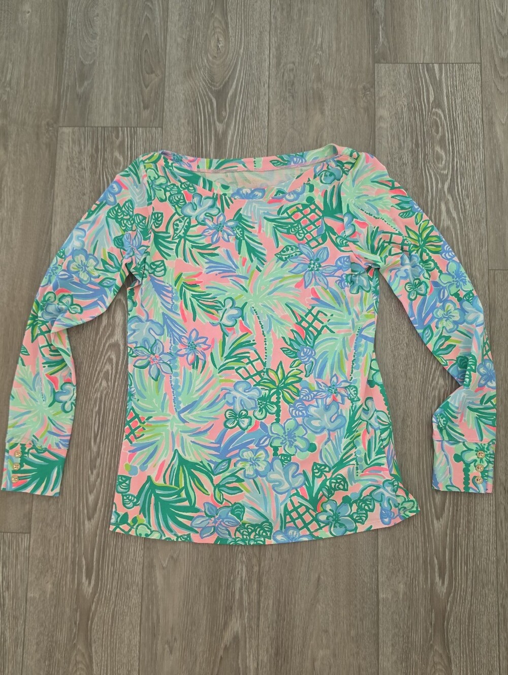 NWT Lilly Pulitzer Multicolor Tropical Floral Long-Sleeve Top
